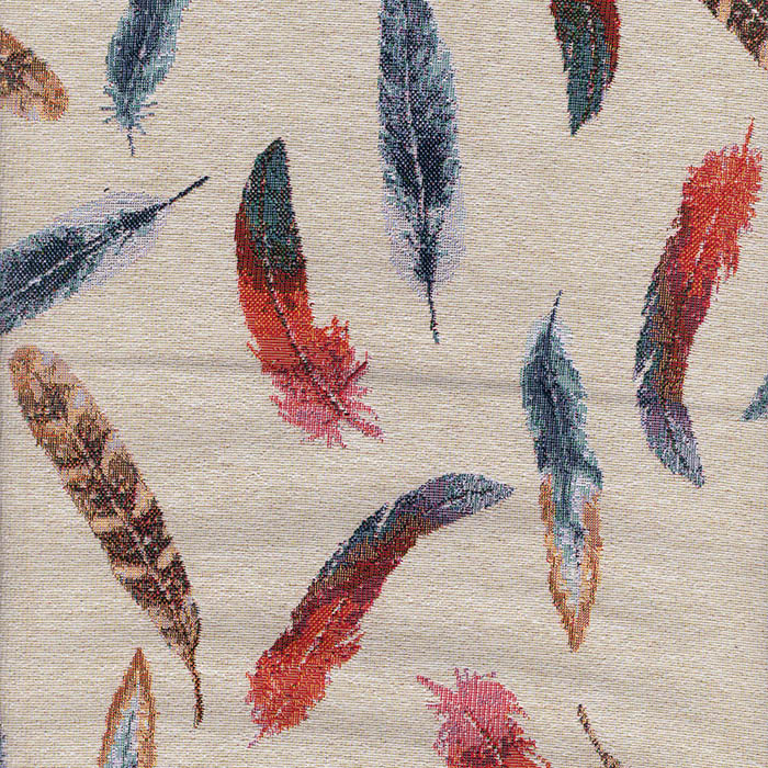 Foto de Cretona con plumas rojas y azules