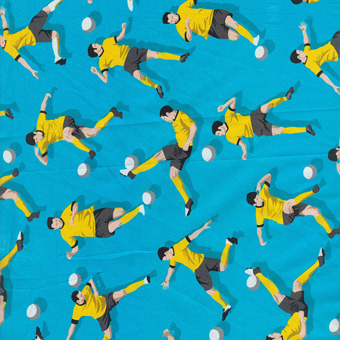 Foto de Punto camiseta Algodón orgánico azul estampado fútbol