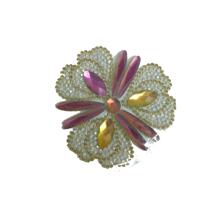 Aplicación de cristal, flor multicolor, termoadhesiva 75 mm