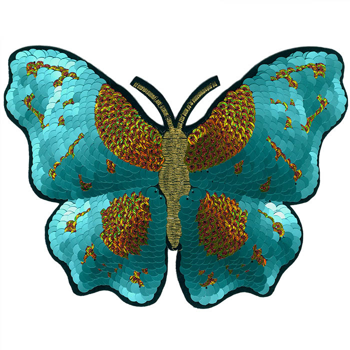 Foto de Aplicación mariposa  lentejuelas verde 23x17 cm