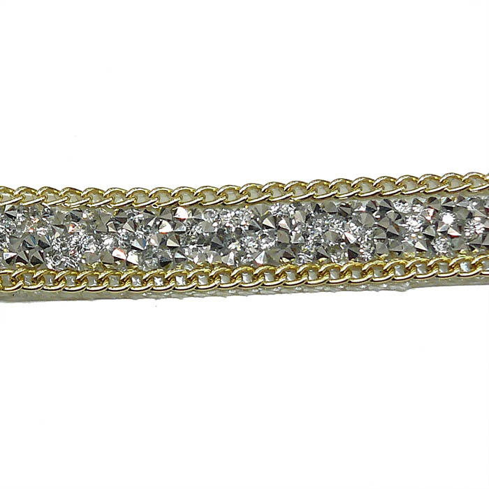 Tira con cristales y cadena dorada 18 mm