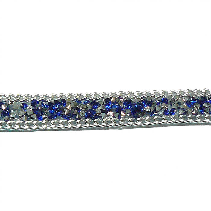 Foto de Tira con cristales termoadhesivos color plata, azul. 15 mm