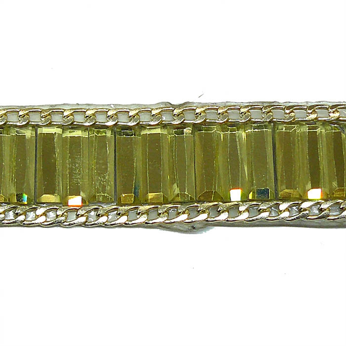 Tira con cadena termoadhesiva cristales dorados 20 mm
