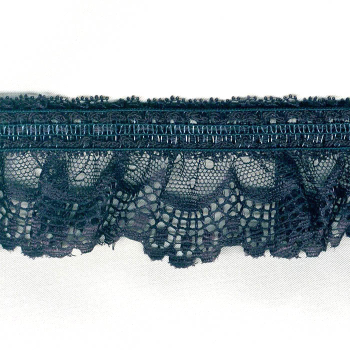 Foto de Puntilla fruncida elastica negro 40mm