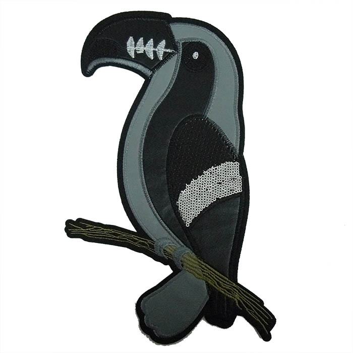 Foto de Aplique bordado tucán termoadhesivo negro, gris