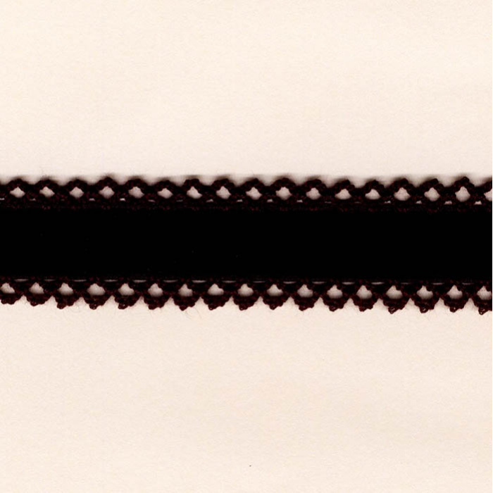 Foto de Cinta de terciopelo con puntilla negro 25mm