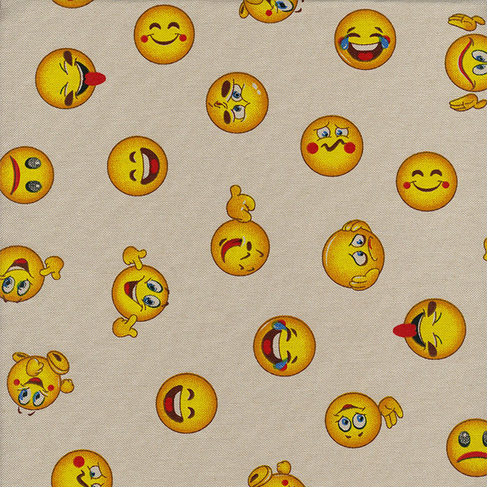 Loneta gris estampada emojis