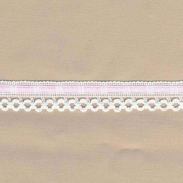 Puntilla pasacintas con cinta blanco, rosa 17mm
