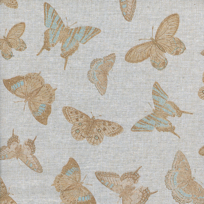 Foto de Loneta gris estampado mariposas beige