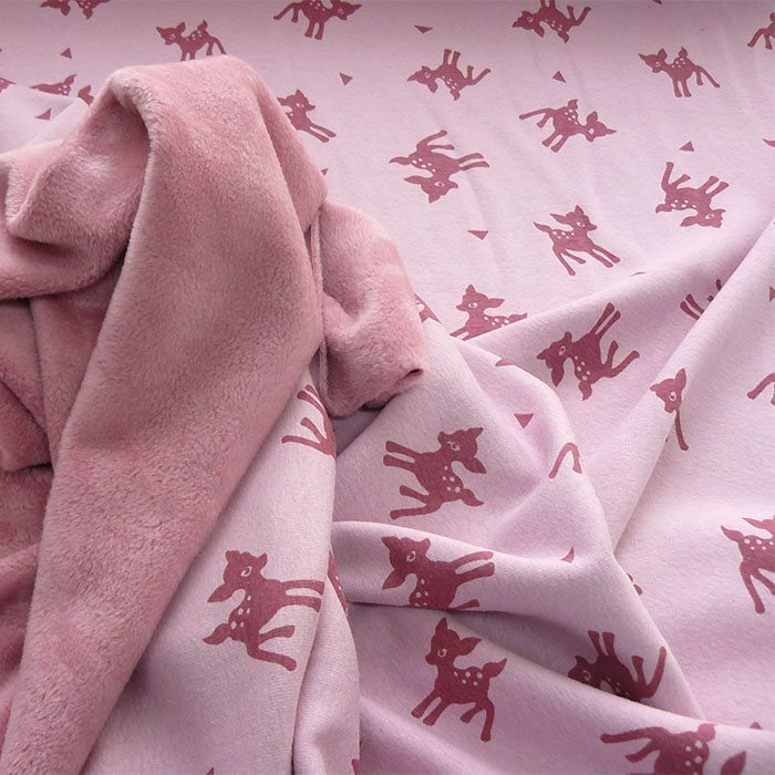 Foto de Doble cara punto de sudadera, coralina. bambi rosa.