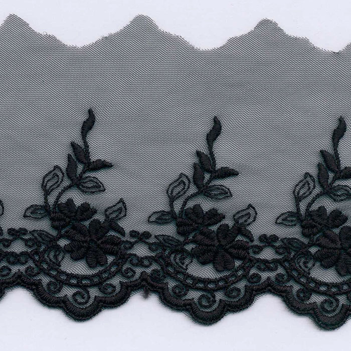 Foto de Encaje bordado algodón orgánico 65mm negro