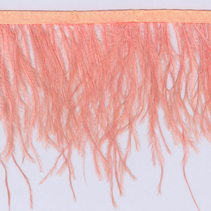 Foto de Fleco plumas avestruz coral 17cm
