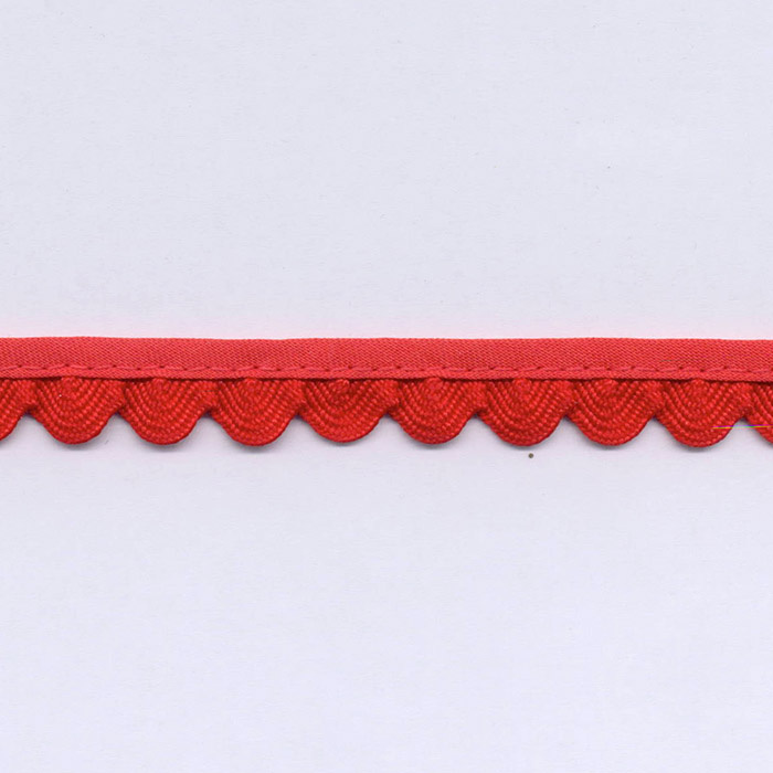 Foto de Fruncido ondulina con ribete rojo 15mm