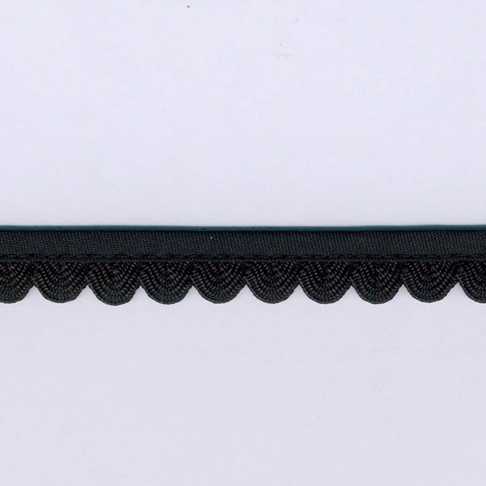 Fruncido ondulina con ribete negro 15mm