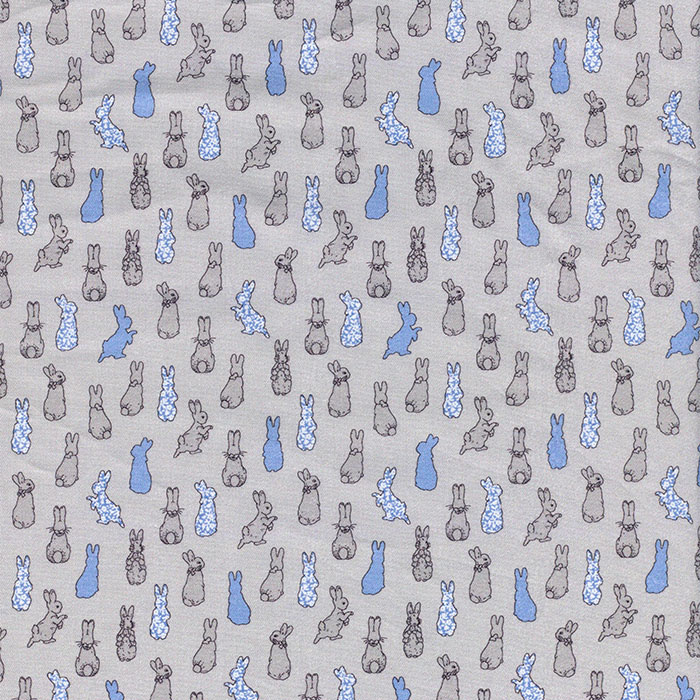 Foto de Viyela estampado conejos gris, azul