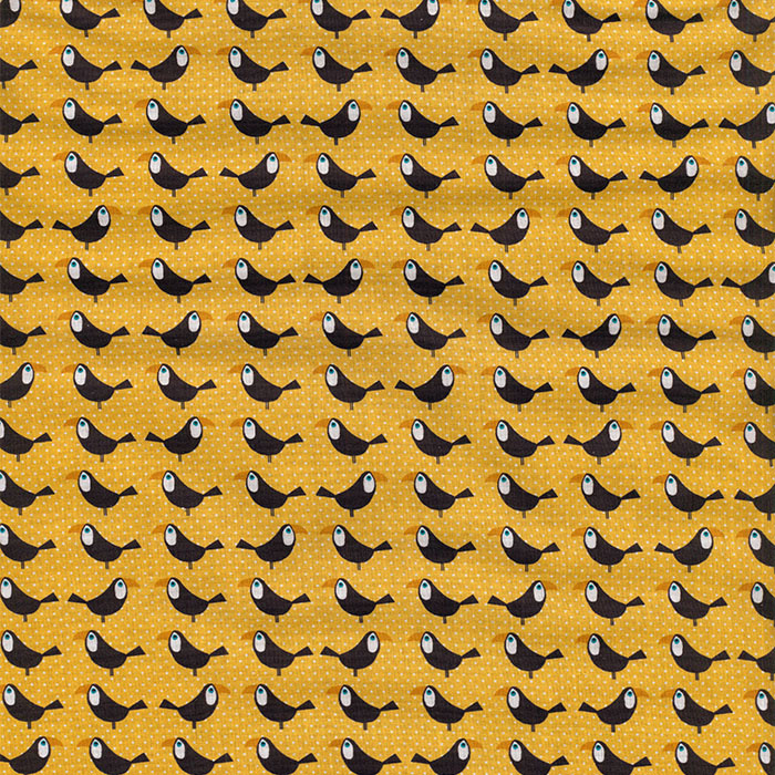 Foto de Popelin patchwork estampado digital pájaros fondo amarillo