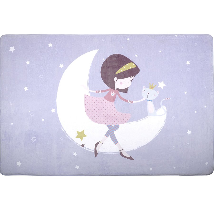 alfombra antideslizante malva niña, luna y gato 45x75