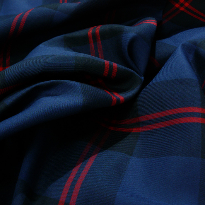 Foto de Cuadro escocés azul, rojo, negro