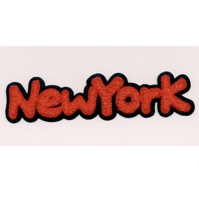 Aplicación bordada New York rojo y negro
