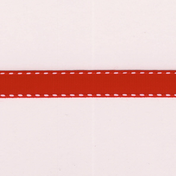 Cinta otomán con pespunte rojo 15mm