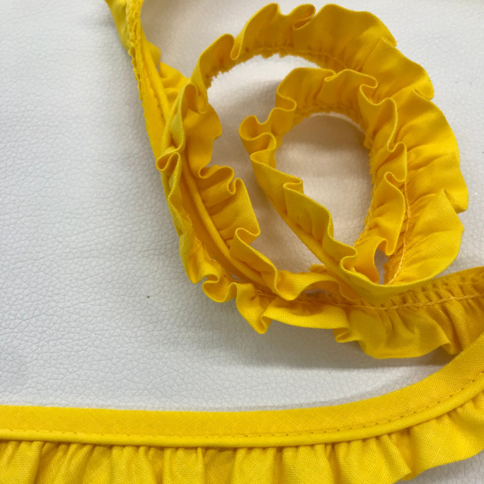 Foto de Cinta bies fruncido algodón amarillo 25mm