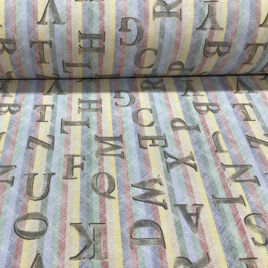 Foto de Loneta estampado letras y rayas 