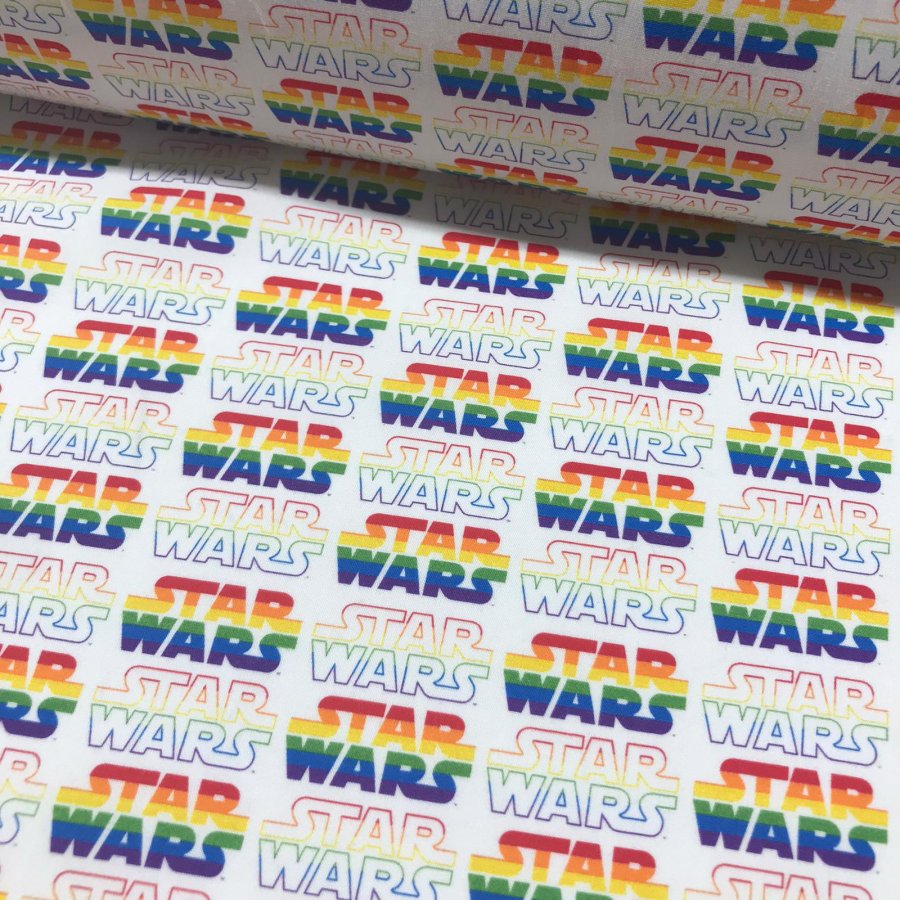 Foto de Popelín estampado Star Wars logo rainbon