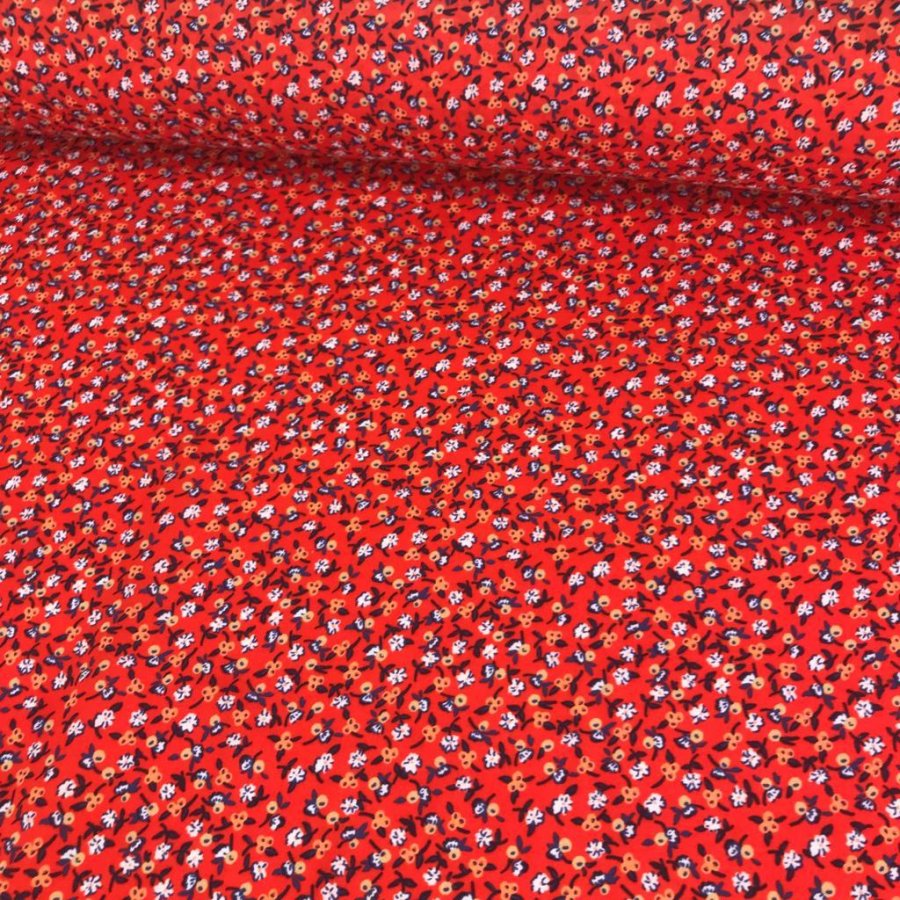 Viscosa estampado flores mini rojo
